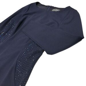 Jessica Howard Deep Navy blue dress size 8‎ Rhinestones slip stretch embellished